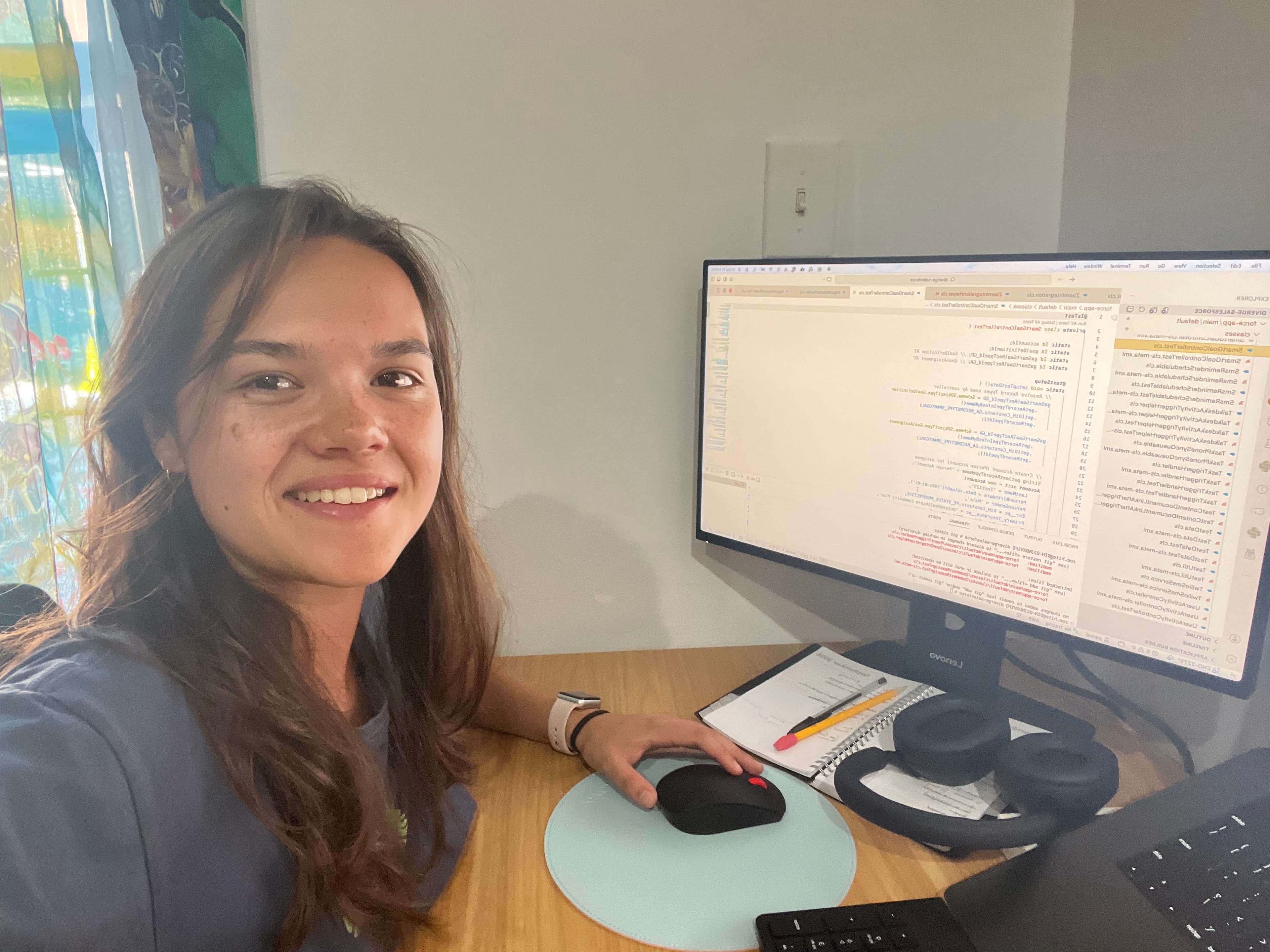 At the desk coding — builder at work